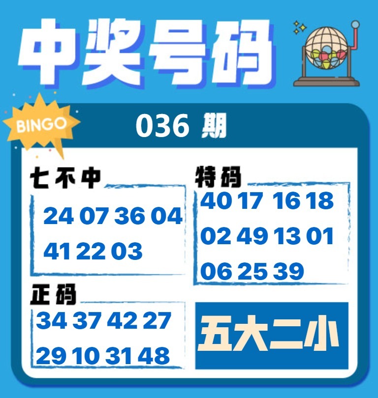 036期中奖号码[图]